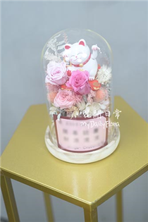 【玻璃盅】招財貓玻璃盅 屏東花店開幕花禮