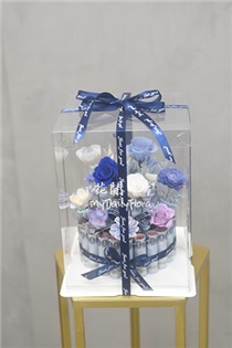 【鈔票花禮】藍色系雙層鈔票蛋糕 